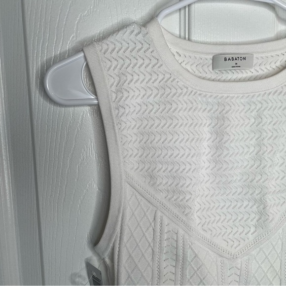 Babaton Pointelle Cropped Sweater Tank in White M - Picture 6 of 12